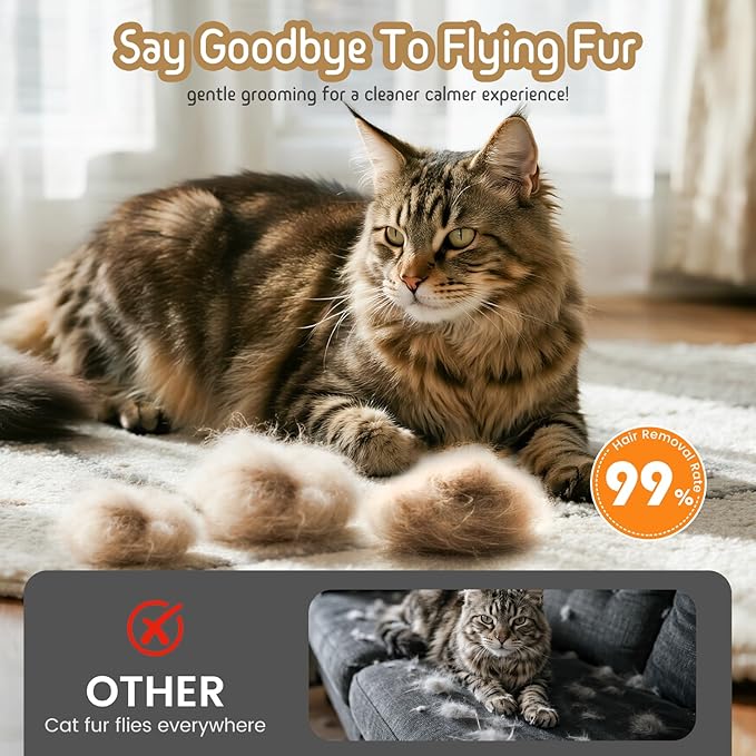 Dog & Cat Brush for Shedding, 2 in 1 Self Cleaning Deshedding Brush with Adjustable Bristle Length & Dematting Comb, Skin Friendly Grooming Tool for Long & Medium-Long Hair Pets