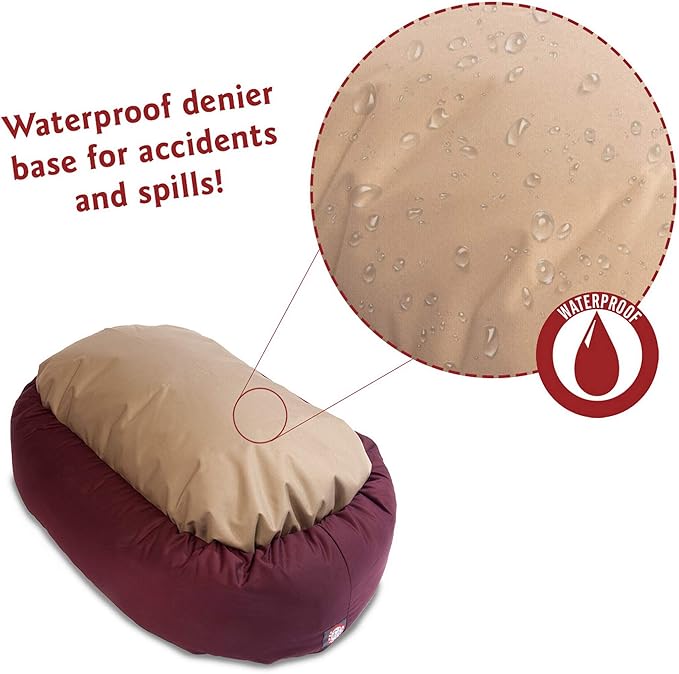Majestic Pet 40 Inch Bagel Calming Dog Bed Washable – Cozy Soft Round Dog Bed with Spine Support for Dogs to Rest their Head - fluffy donut dog bed 40x29x9 (Inch) - Round Pet Bed Large – Burgundy