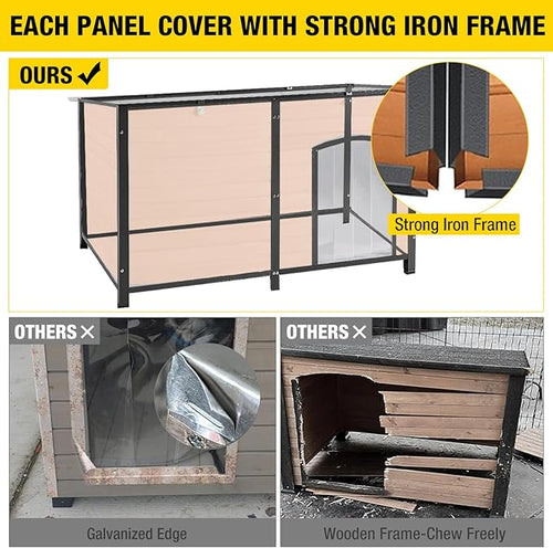 59.1" Extra Large Heated Dog House with Electric Heating Pad,Outdoor & Indoor Dog Kennl with Insulated Liner Keep Warm in Winter, Waterproof Pet Shelter, Strong Metal Frame