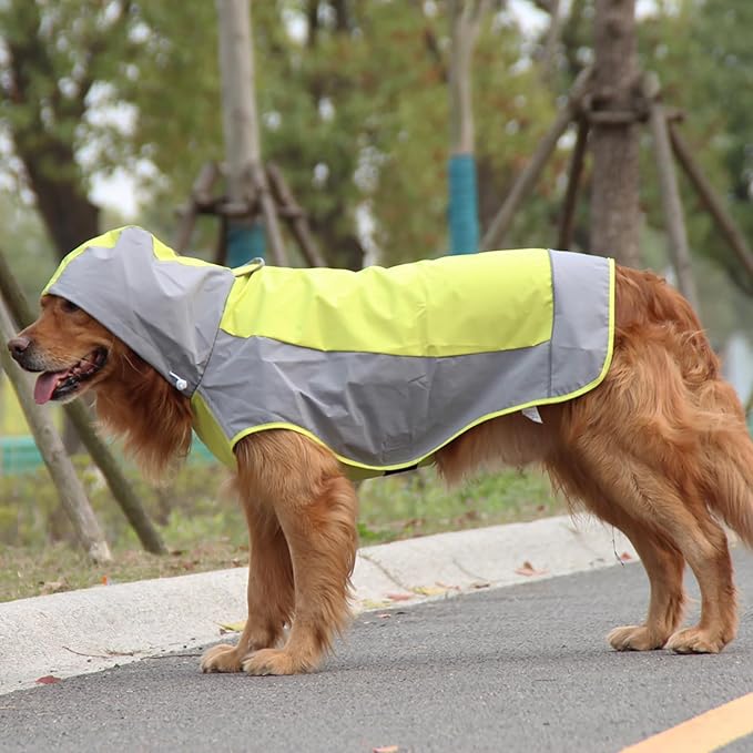 Dogs Packable Lightweight Raincoat: Pet Dog Hood Waterproof Coats Green Size 10