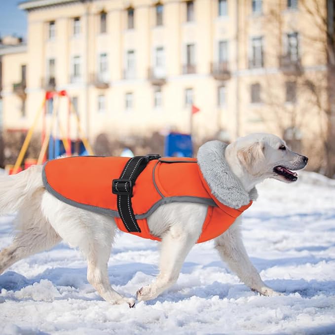 Lelepet Warm Dog Winter Coat Reflective Dog Jacket Fleece Vest Waterproof Windproof Cold Weather Coats with Adjustable Buckle Plush Turtleneck Pet Snowsuit for Small Medium Large Dogs,Yorshire,S