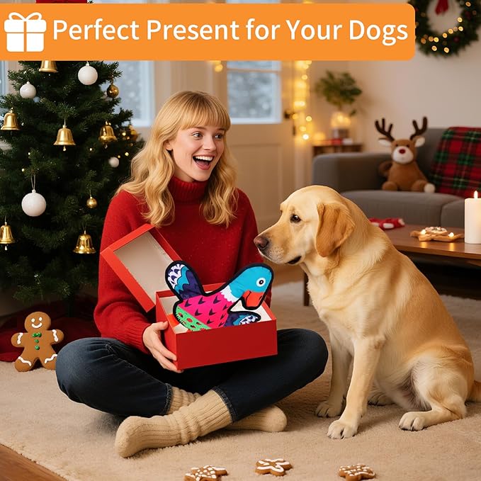 Interactive Squeaky Dog Toys,Crinkle Dog Toy to Keep Them Busy,Colorful Absurd Duck Dog Toys,Fun for Indoor Puppies,Chewing and Playing(Pink)