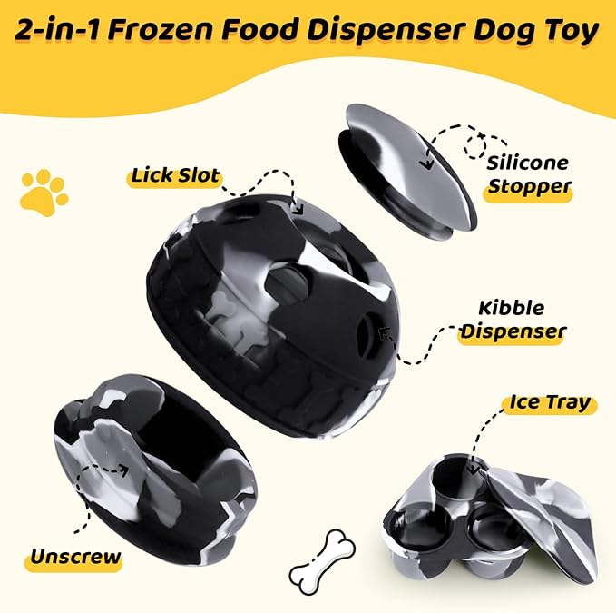 IFOYO Frozen Treat Dog Toy Ball for Small to Medium Dogs, Silicone Enrichment Dog Toys to Keep Them Busy, Reduce Anxiety, Puzzle Treat Dispensing Dogs Toys for Slow Food Training, Easy to Clean
