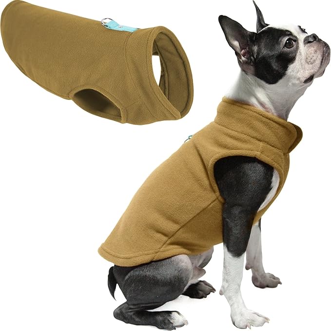 Gooby Fleece Vest Dog Sweater - Clay, X-Large - Warm Pullover Fleece Dog Jacket with O-Ring Leash for Small to Medium Dogs