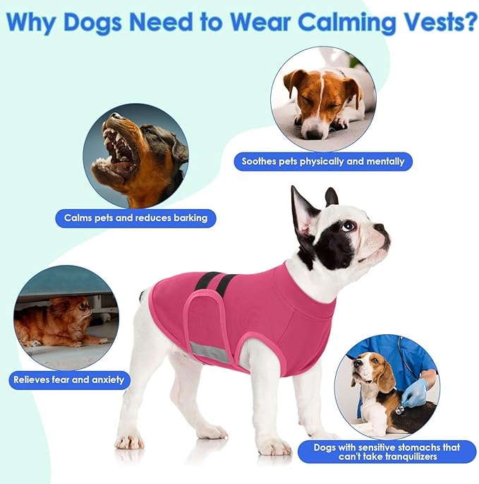 MIGOHI Dog Anxiety Relief Coat,Comfort Anxiety Vest for Dogs,Adjustable Anxiety Calming Wrap for Fireworks,Thunderstorms,Travel, Separation, Dog Anxiety Jacket for Small Dogs,XL,Rosered