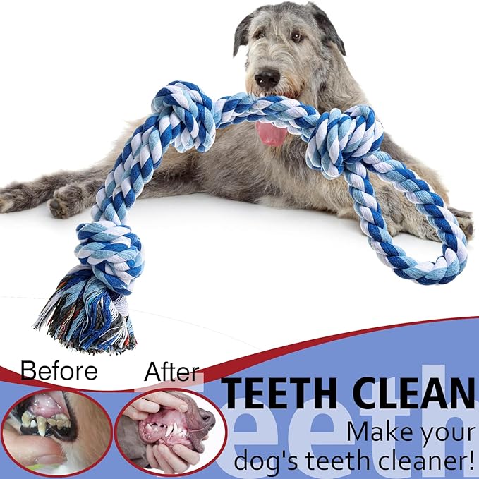 Dog Rope Toys, Indestructible Dog Toy, Dog Chew Toys for Aggressive Chewers, Tough Puppy Teething Chew Toys for Boredom, Dental Cleaning Tug of War Dog Toy, Great for Small to Large Breed