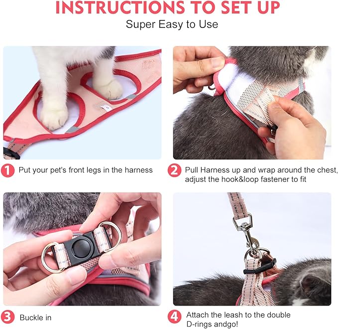 Cat Harness and Leash Set, Soft and Breathable Vest with Reflective Strip, Escape Proof Kitten Harness, Easy to Wear for Cats Walking and Traveling (Green, XXS)