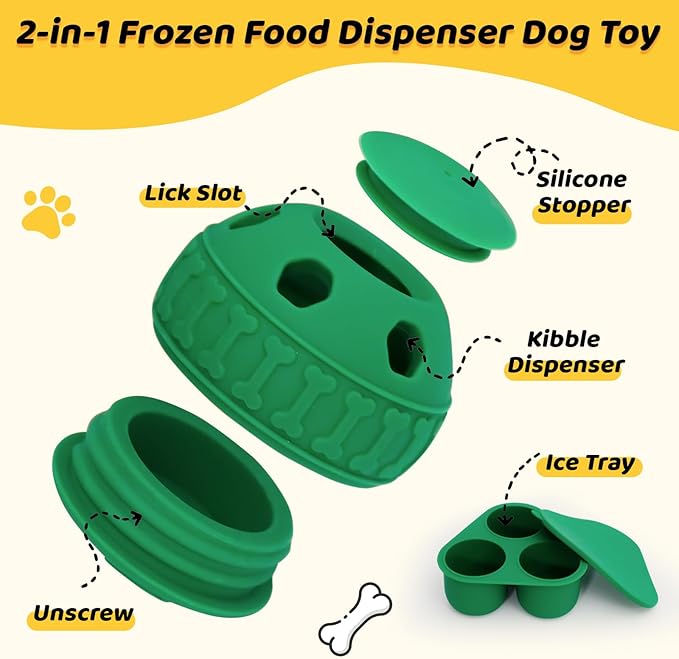 IFOYO Frozen Treat Dog Toy Ball for Small to Medium Dogs, Silicone Enrichment Dog Toys to Keep Them Busy, Reduce Anxiety, Puzzle Treat Dispensing Dogs Toys for Slow Food Training, Easy to Clean