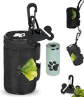Dog Waste Bag Dispenser Pet Poop Bags Holder for Doggie Waste Bags Dispensers Soft Fabric Zipper Small Doggy Puppy Pouch for Leash Accessory Attachment with Carrier,Paw Print, No-XYBbk