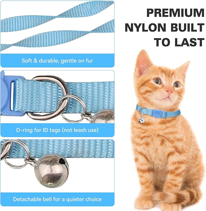 16 PCS Breakaway Cat Collars,Kitten Collar with Bell Cat Collars for Boy Girl Cats Breakaway Collar for Cats 7.5-12.6 Inch