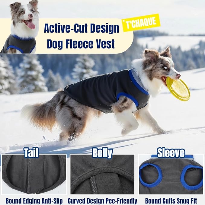 Winter Warm Turtleneck Fleece Vest Dog Sweater, Soft & Snug-Fit Puppy Coat for Medium Dogs with Back-Zipper, Thermal Doggie Vests Sweatshirt, Lightweight Pet Clothes for Beagle Cavapoo Girl(Gray, M)