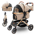 Pettingzoo Dog stroller with 4 Wheels, Folding Cat Stroller for Small/Medium/Large dogs & cats to 60 lbs, pet stroller with removable carrier, Storage BasketCup Holder,3 in1 Multifunctional Detachable