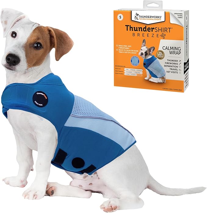 ThunderShirt Breeze for Dogs, Small, Sky Blue, Extra Breathable Mesh Fabric, Dog Anxiety Relief Vest for Every Day Stress & Calming During Thunder Storms and Fireworks