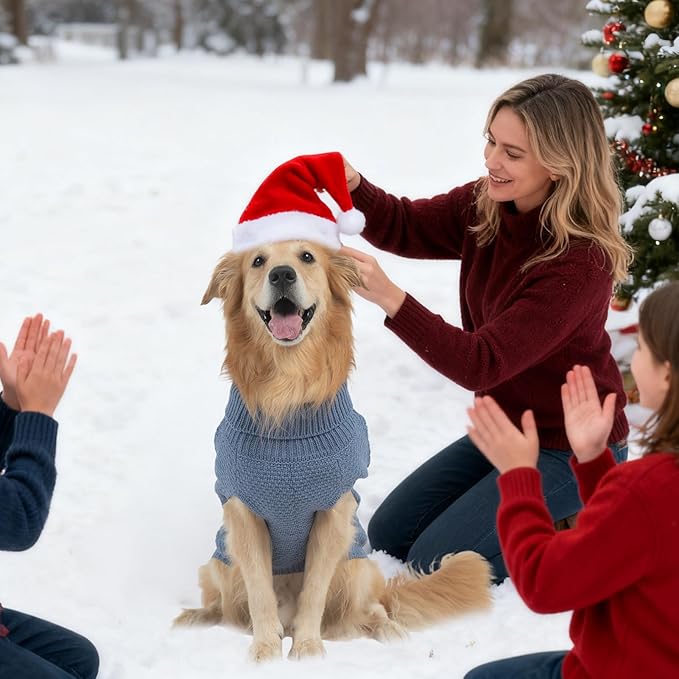 Mihachi Turtleneck Dog Sweater - Winter Coat Apparel Classic Cable Knit Clothes with Leash Hole for Cold Weather, Ideal Gift for Pet in New Year Grayish Blue XS