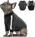 Queenmore Fleece Dog Sweater for Male Dogs, Soft Pullover Dog Sweatshirt with Leash Hole/Reflective Stripes – Cozy Winter Fleece Jacket for Small Medium Large Boy Puppy, Grey L