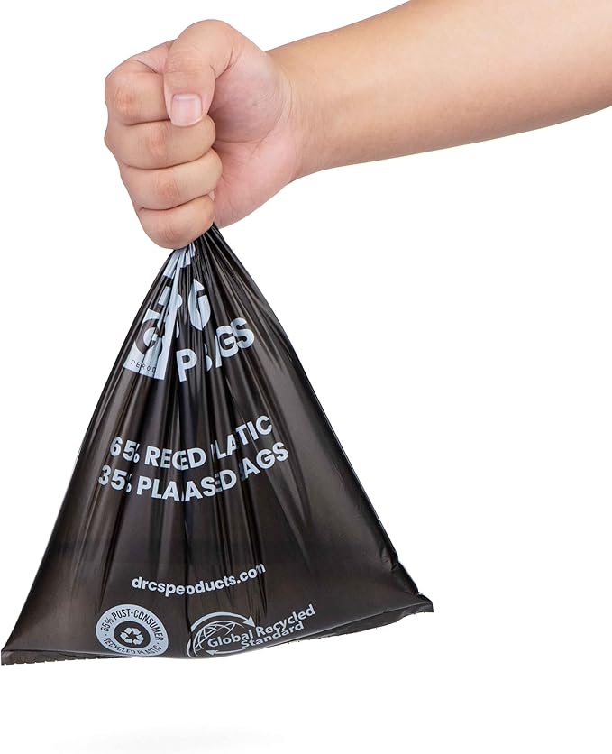 Certified 65% PCR (Post Consumer Recycled) Plastic and 35% Plant Based Dog Poop Bags - Dr. C's ONE OF A KIND Dog Poop Bags - 120 Bags / 8 Rolls, NO NEW PLASTICS USED, Unscented, Earth Friendly