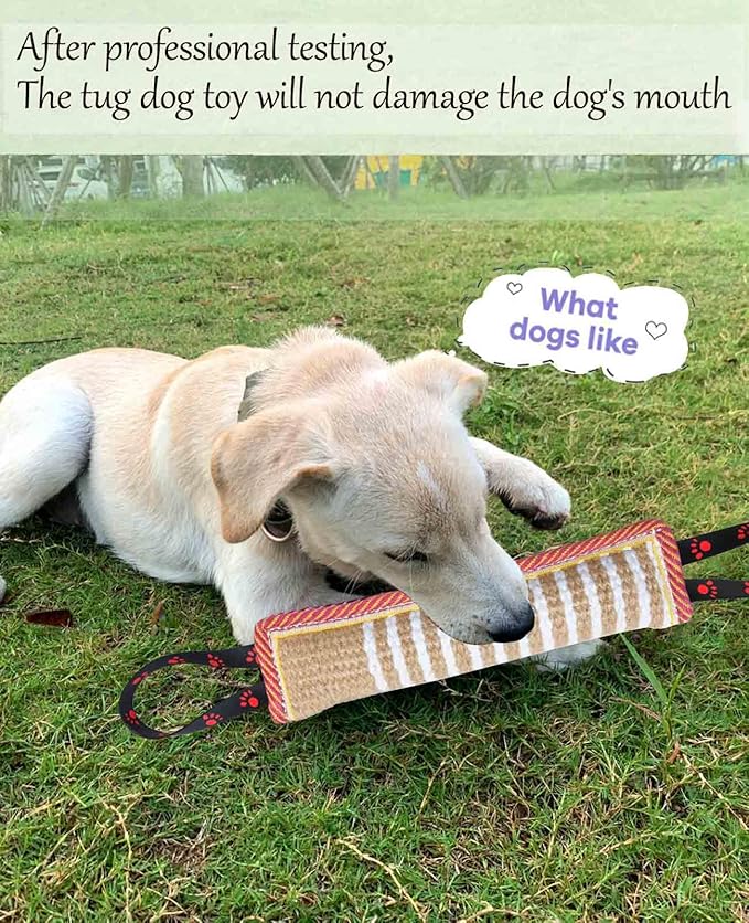 Clysoru Dog Tug Toy Dog Tough Jute Bite Pillow Lasting Training Equipment Puppy to Large Dogs Interactive Toy for Large Dogs and Small Dogs