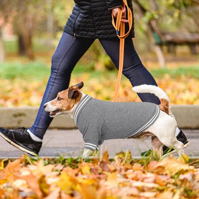 Dog Sweaters for Large Dogs, Brushed Fleece Dog Sweater Baseball Jacket Large Pet Sweater Clothes Soft Warm Boy Girl Pet(Gray-XL)