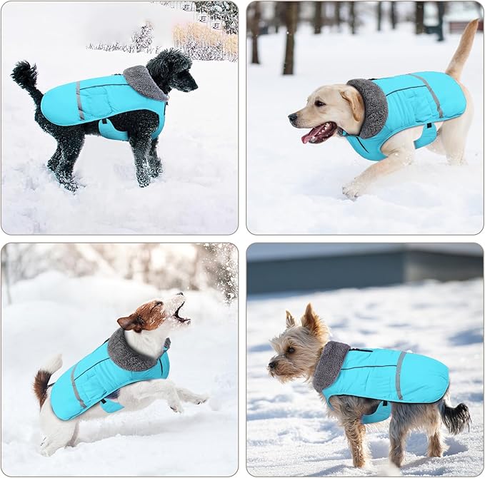 Doglay Dog Winter Coat with Thicken Furry Collar,Soft Reflective Warm Pet Jacket Fleece Lining Waterproof Windproof Clothes for Cold Weather,Small Medium Large Dogs,3XL(Chest:31.5-43.31,Back:27.17)