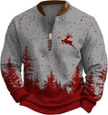 HOTYD Aztec Cowboy Jacket Men Vintage Bullhorn Printed Oversized Western Sweatshirt Long Sleeve Quarter Zip Pullover