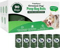 Puppington Certified Home Compostable Poop Bags - ASTM D6400 Compliant - 90 Extra Thick Bags - Plant Based - Pairs with Puppington 3-in-1 Bag & Fits all Standard Poop Bag Dispensers (Basil Green)