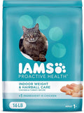 IAMS Proactive Health Indoor Weight Control & Hairball Care Adult Dry Cat Food, Chicken & Turkey Recipe, 16 lb. Bag