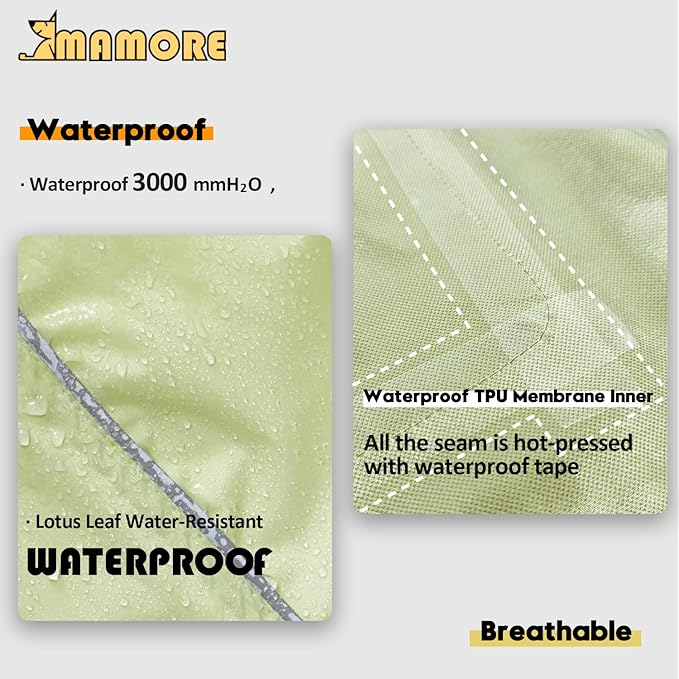 Waterproof Dog Raincoat with Reflective Strip, Adjustable Breathable Rain Coat Jacket with Leash Hole for Dogs (Light Green, XX-Large)