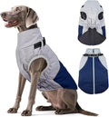 Dog Coats for Large Dogs,Winter Waterproof Jacket with Collar Built in,XXL Dog Coat for Cold Weather Warm Snow Jacket with Thermal Fleece Lining,Reflective Pet Snowsuit Large,Blue,2XL