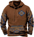 HOTYD Mens Western Aztec Sweatshirts Long Sleeve Fall Fashion Drawstring Pullover Vintage Graphic Cowboy Hoodie for Men