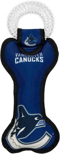 Pets First NHL Vancouver Canucks Dog Bone Squeak Toy with Cleaning Teething Ring