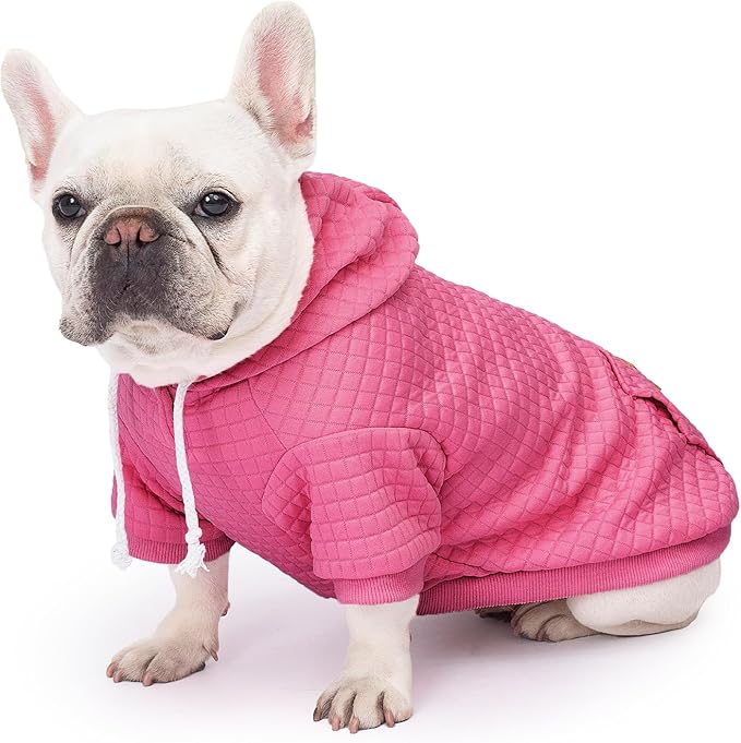 2 Pack Dog Hoodie Sweaters for Small Medium Dogs Warm Dog Clothes for Large Dogs Soft Waffle-Like Laminated Sweatshirt Bulldog (Pink+Rose, L (Back: 19",Chest: 28", Neck: 17.5"))