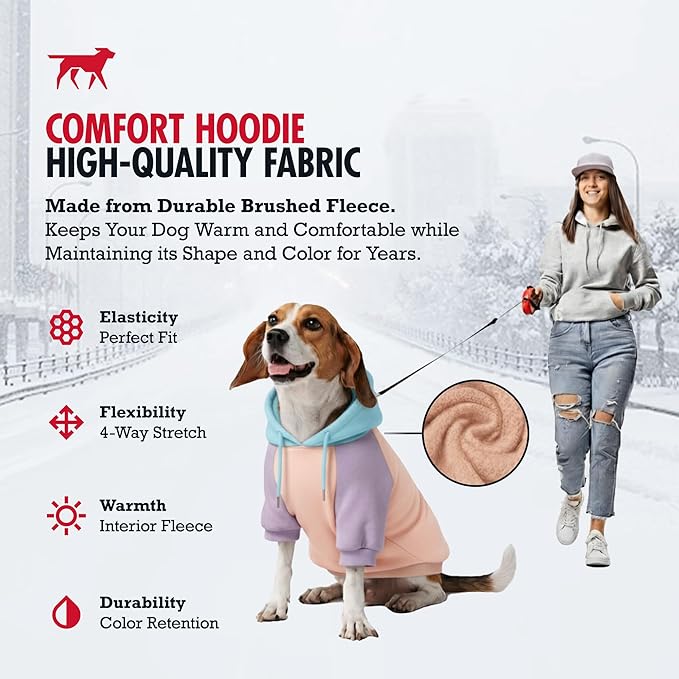 Tuff Pupper Dog Hoodie | Premium Quality 100% Organic Cotton | Ultra Soft Interior for Superior Comfort | Elastic Cuffs & Drawstring for Warmth | Stretch Fit Suitable for All Breeds (Pastel, XXL)
