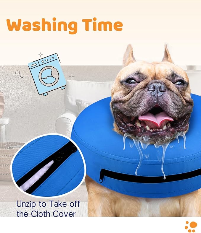 Supet Inflatable Dog Cone Collar for Large Medium Small Dogs, Soft Cone Collar for Dogs Cats, ECollar Doggie Neck Donut Dog Cone Alternative After Surgery