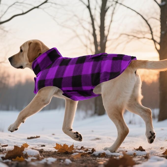 ASENKU Dog Jacket Plaid Reversible Reversible Dog Vest Waterproof Cold Winter Clothes Pet Apparel for Small Medium Large Dogs (M, Purple)
