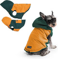 Spark Paws Reversible Dog Sweater, Sherpa Vest with Warm Fleece Lining, Warm Coat for Winter, Suitable for Small Medium, Large, XL XXL Dogs - Orange and Green - S