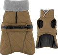 Dog Coat, Waterproof Dog Winter Jacket with Adjustable Buckle, Reflective Turtleneck Pet Snow Vest Warm Fleece Sweater for Small Medium Large Dogs - Khaki, 2XL