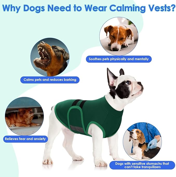 MIGOHI Dog Anxiety Relief Coat,Comfort Anxiety Vest for Dogs,Adjustable Dog Anxiety Calming Wrap for Fireworks,Thunderstorm,Travel,Separation,Anxiety Jacket for Large Dogs,L,Green