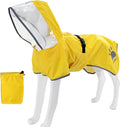 MAMORE Dog Raincoat Waterproof, Lightweight Adjustable Dog Rain Coat Hooded Poncho with Reflective Strip for Large Medium Small Dogs (Yellow, XXX-Large)