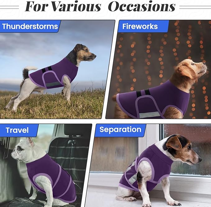 MIGOHI Dog Anxiety Relief Coat,Comfort Anxiety Vest for Dogs,Adjustable Dog Anxiety Calming Wrap for Fireworks,Thunderstorms,Travel, Separation,Anxiety Jacket for Small Dogs, XS,Purple