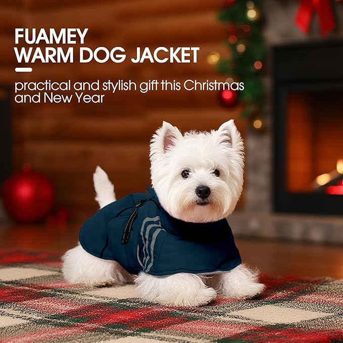 FUAMEY Dog Cold Weather Coats,Dog Winter Jackets for Large Dogs Warm Dogs Coat with Reflective Strips Waterproof Pet Snowsuit Thick Paded Pets Vest for Weimar German Shepherd Blue 3XL