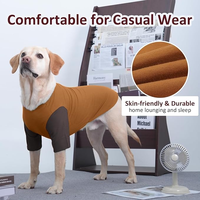 2 Pack Dog Shirt for Medium Dogs - Soft Breathable Summer Cool Tee, Lightweight Comfortable Dogs Clothes for Sensitive Skin Jack Russell, Shihtzu, Indoor Lounging, Walking, Park Play, Brown