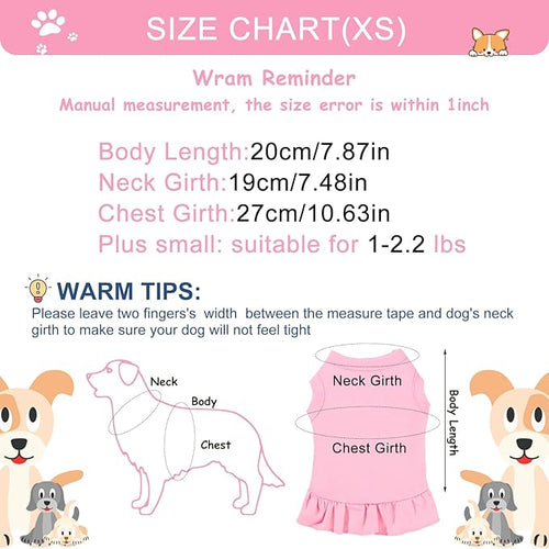 6 Pieces Dog Dresses Shirt Skirt Sleeveless Dress Breathable Pet Shirts with Ruffles Puppy Sundress Outfits for Dogs and Cats (XS Size)