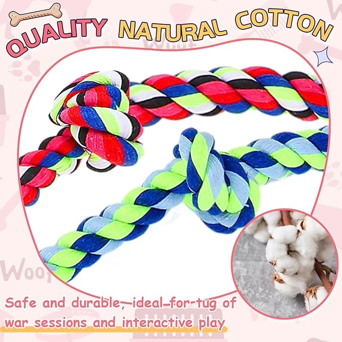 Dog Rope Toys for Extra Large Dogs, 2 Pack 6 Feet 5 Knot Tug of War Dog Toy for Large Aggressive Chewers Heavy Duty Cotton Teeth Cleaning Indestructible Puppy Chew Toys