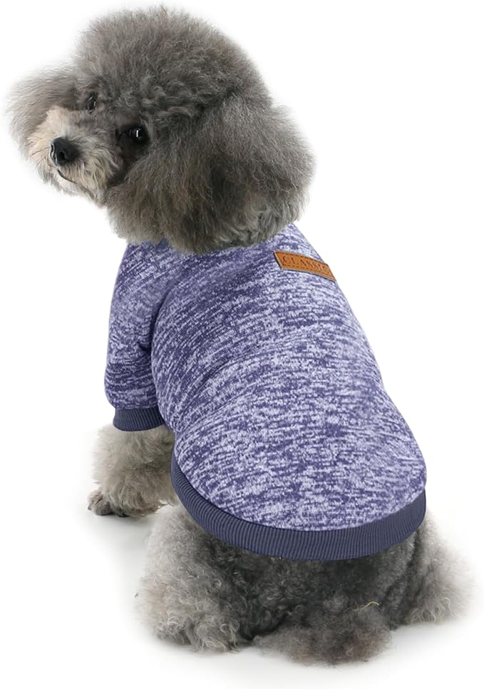 2 Pieces Pet Dog Classic Knitwear Sweater, Fleece Coat for Small,Medium Dogs,Warm Pet Dog Cat Clothes,Soft Puppy Customes for Chihuahua Yorkshire Tzu (Grey Navy,XXS)