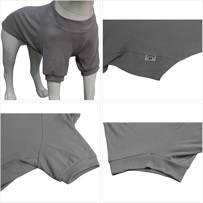 Lovelonglong Ribbed Dog T-Shirt Cotton Knitted Dog Sweaters for All Season Pet T-Shirts for Large Medium Small Dogs Dark Gray M
