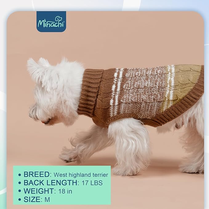 Mihachi Dog Sweaters for Medium Dogs Girl Boy,Soft Warm Dogs Shirt, Cold Weather Dog Coat Turtleneck Knitted Pullover Dog Clothes Costume with Leash Hole for Large Cat Puppy Doggy Pet,Beige M