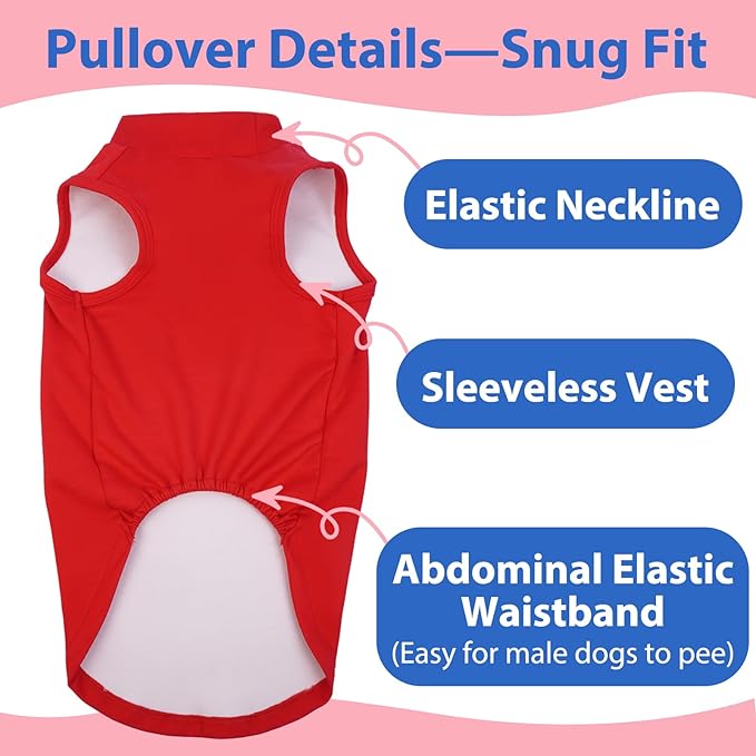 Dog Fleece Vest - Red, L - Pullover Warm Dog Sweater | Stretchable Soft Sweatshirt,Lightweight Jackets for Medium Breeds,Dachshund,French Bulldog