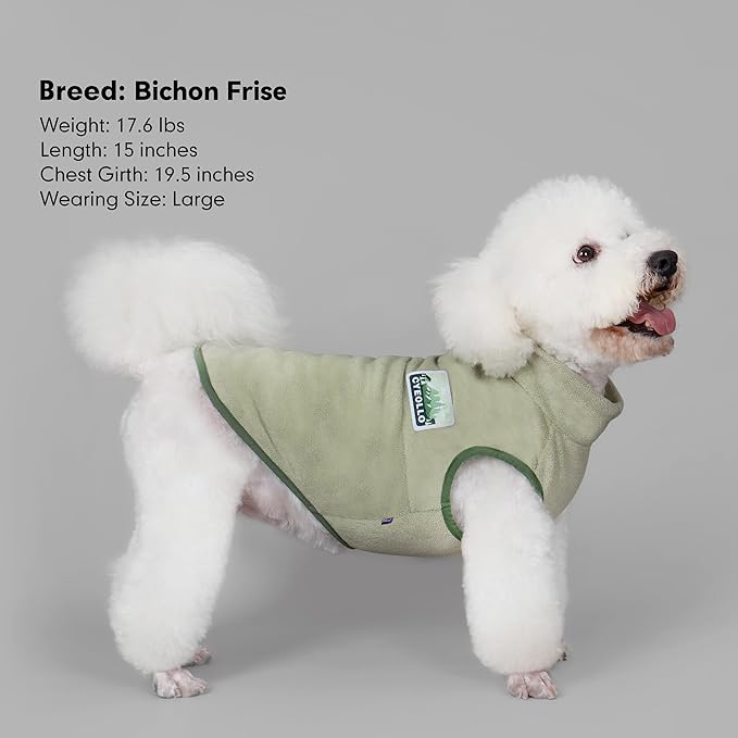 cyeollo Fleece Dog Sweater, Turtleneck Stretchy Sweatshirt Pullover Fleece Jacket Warm Winter Fall Dog Clothes for Medium Dogs Boy Pet Apparel, Green XL
