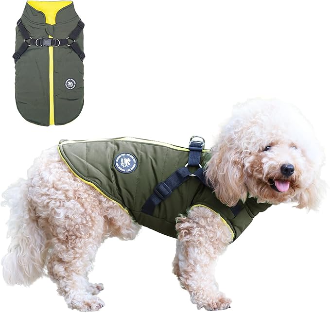 Norbi Dog Coat - Winter Jacket with Built-in Harness, Adjustable Warm Coats for Small to Large Dogs in Cold Weather