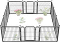 FXW Garden Fence Outdoor for The Yard – 24in(H) x 22.8ft(L) Heavy Duty Metal Animal Barrier for Dog and Rabbit, Decorative Dog Fence, 12 Panels, Black